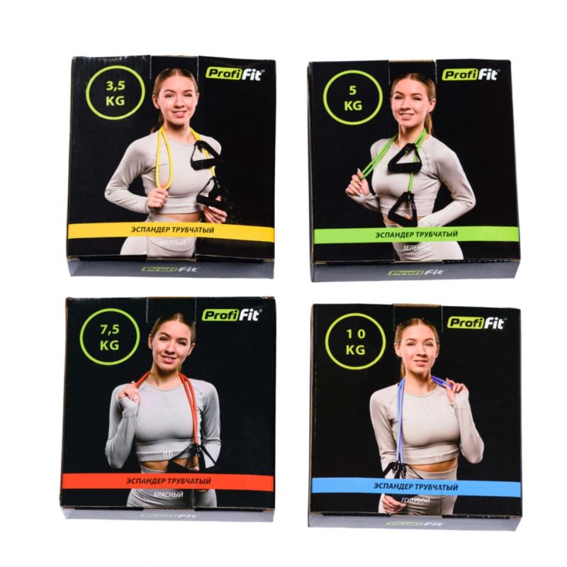 Эспандер трубчатый желтый, сопротивление 3,5 кг PROFI-FIT