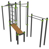 W337 Воркаут (рукоход, швед. стенка, 2 переклад., переклад. верт., накл. скамья, брусья) ZAVODSPORTA