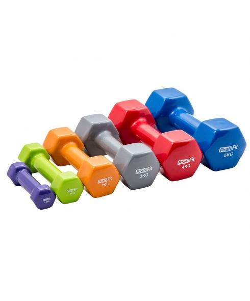 Гантель в виниловой оболочке, шестигранник PROFI-FIT