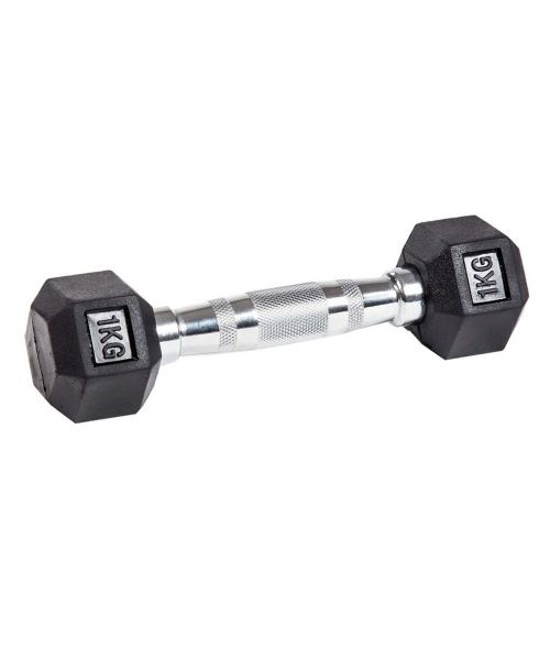 Гантель гексагональная обрезиненная PROFI-FIT 1 кг