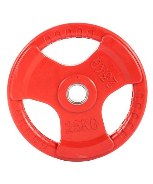 Диск обрезиненный (три хвата, цветной) D51 мм PROFI-FIT 25 кг РАСПРОДАЖА