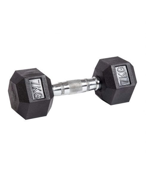 Гантель гексагональная обрезиненная PROFI-FIT  7 кг