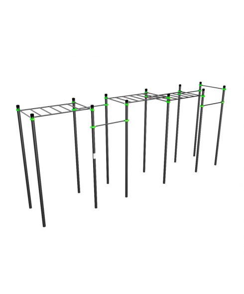 W262 Воркаут (рукоход трехуровневый, 5 турников) ZAVODSPORTA