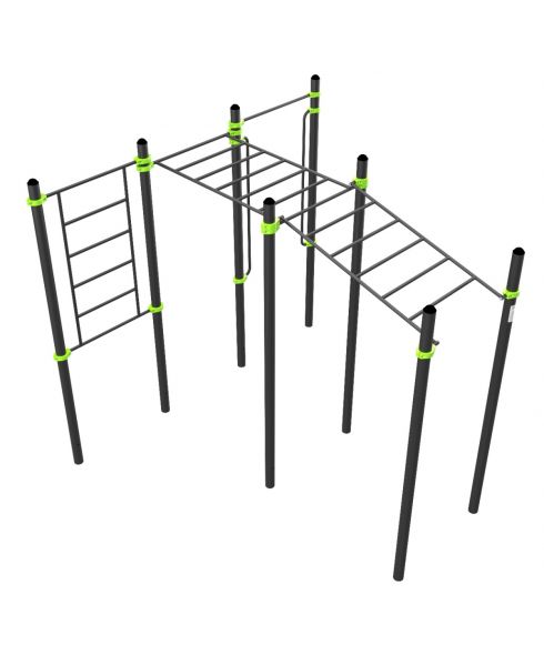 W328 Воркаут (рукоход в подъем и клас., швед стенка, перекладина, перекладины верт.) ZAVODSPORTA
